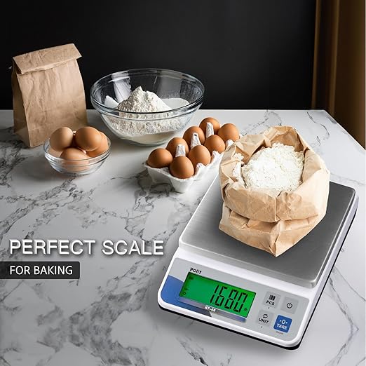 Polit KT-66 Digital Kitchen Scale 18lb/8000g｜0.02oz/0.5g Precision Food Scale with LCD Display｜Battery or Plug-in｜Stainless Steel Top｜Grams & Ounces｜5 Units for Baking, Cooking, Farming & Shipping