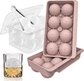 WIBIMEN Large Ice Cube Molds, Big Round Whiskey Ice Cube Trays for Freezer, Easy to Fill & Release, Whiskey Bourbon Cocktail(2.5In*8 Balls- Pink/2 Pack)
