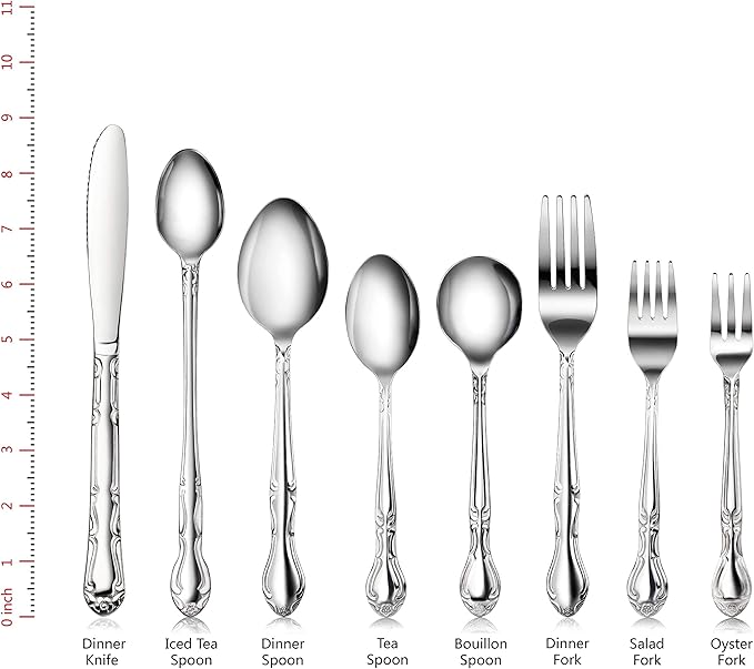 New Star Foodservice 58666 Rose Pattern, 18/0 Stainless Steel, Salad Fork, 6.2-Inch, Set of 12