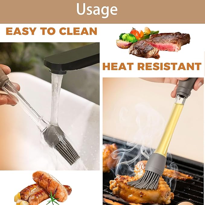 4-Pack Heat-Resistant Silicone Basting Brushes for Cooking - Ideal for Spreading Oil,Sauces,Butter,Perfect for BBQ,Baking,Grilling and Outdoor Use