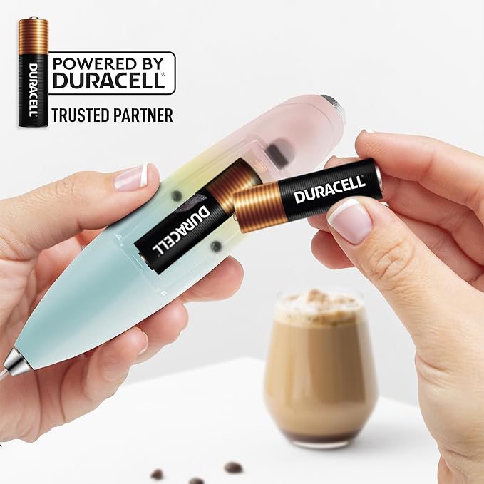 Zulay Kitchen Patented Tornado Triple Whisk Milk Frother with 4 Duracell Batteries – Handheld Foam Maker for Coffee, Lattes, Matcha & Hot Chocolate – Rich, Creamy Froth in Seconds