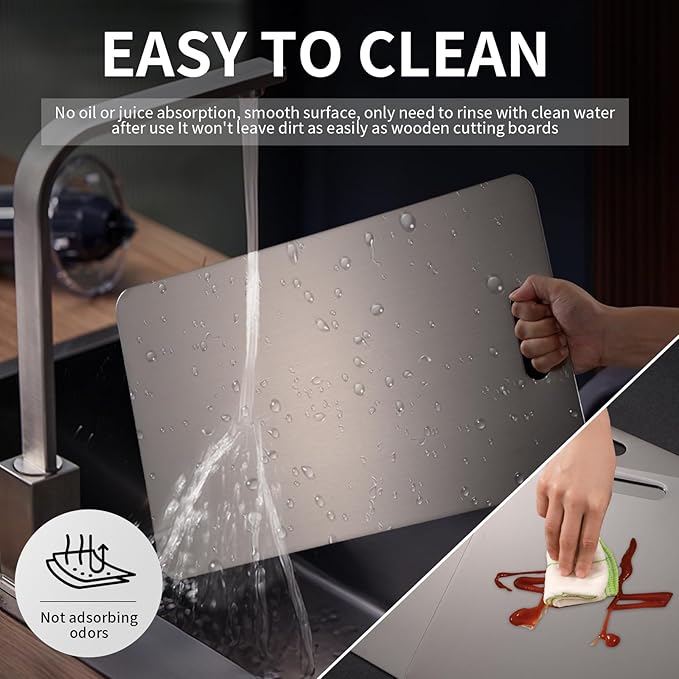 Katuchef Titanium Cutting Board 2025 New Upgrade Pure Titanium Cutting Boards for Kitchen Double Sided Cutting Boards Non Toxic,Hygiene Durable Chopping Board Suitable for Dishwasher Safe (3PC:S+M+L)