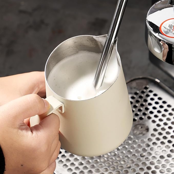 Milk Frothing Pitcher 750ML - Espresso Steaming Pitcher with Large Handle and V-Spout,Stainless Steel Milk Frothing Cup for Cappuccino, Latte Art,Coffee Machine Accessories