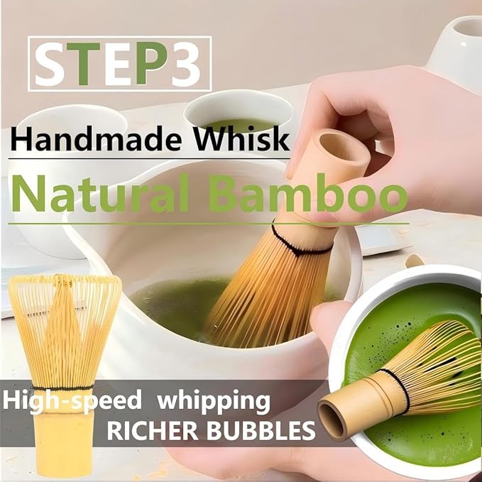 Matcha Whisk Holder Matcha Chasen Whisk Stand Ceramic Holder fit for Traditional Japanese Tea Ceremony Starter Matcha Tools Matcha Bowl (Creamy white Matcha Bowl)