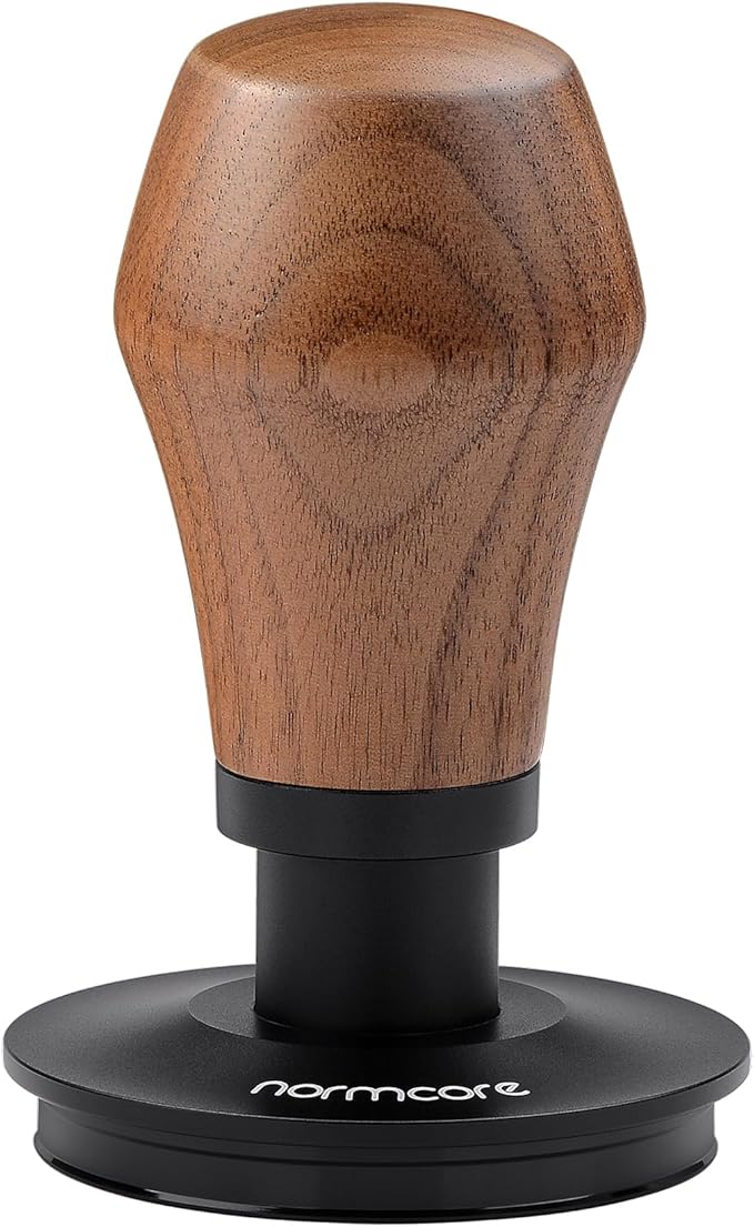 Normcore 58mm Spring Loaded Coffee Tamper V4.1 with Click Feedback, Titanium PVD Flat Base, Self-Leveling Espresso Tamper for 58mm Portafilters, Genuine American Walnut Handle