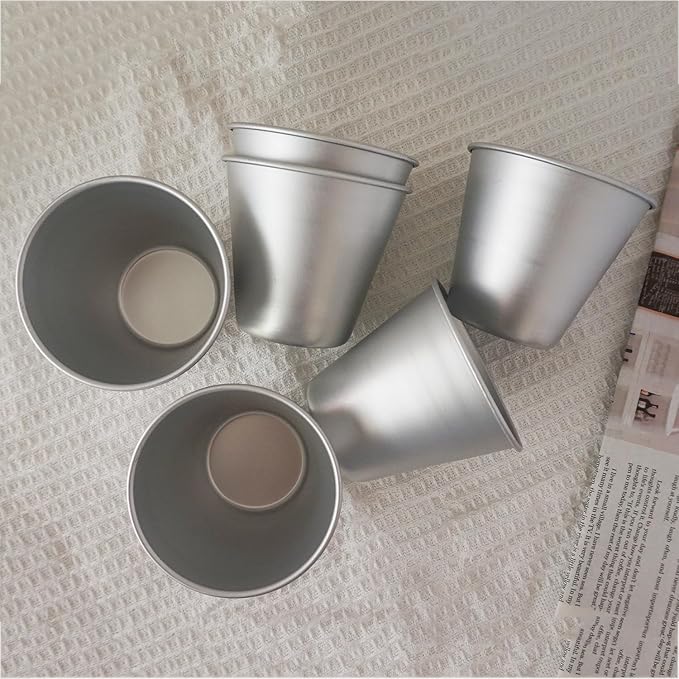 6 PCS Tart Pan Set, Aluminum Popover Pans, Individual Yorkshire Pudding Cup Molds, Deep Round Dish for Egg Tart, Muffin, Cupcake (3.58x 2.28x 3.15 Inch)