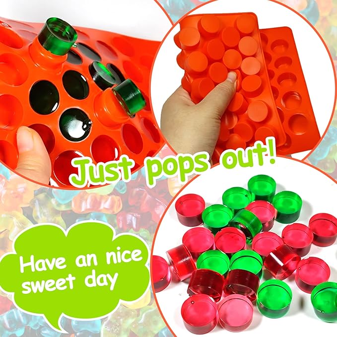 Gummy Molds Silicone for Keto Snacks, 4 Pcs 55-Cavity Round Shape Mold for Apple Cider Vinegar Gummies Candy Making Supplies