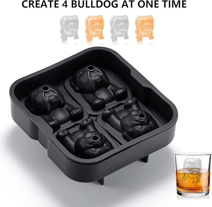 Nax Caki Bulldog gifts 3D Bulldog Ice Cube Mold Fun Shapes, 2.4" Large Craft Ice Mold, Big Dog Ice Cube Trays for Whiskey Cocktails Bourbon