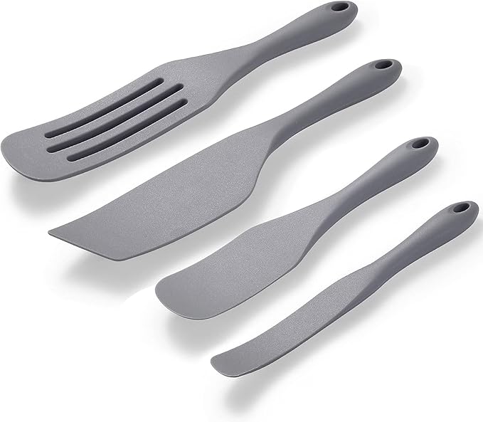 Tongjude Silicone Spurtle Set, Silicone Spatula Set, Heat Resistant Cooking Utensil for Nonstick Cookware, Serving，Baking, Whisking, Smashing, Scooping, Spreading, 4 Piece