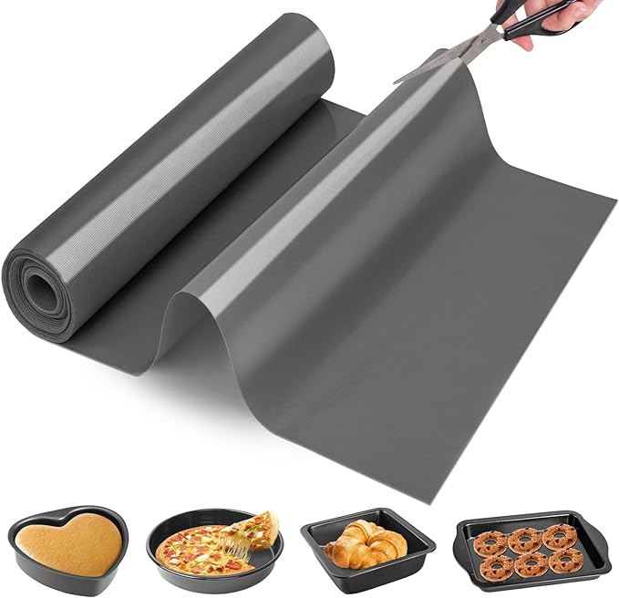 Silicone Baking Mat Roll - Cut to Size Silicone Mat- Non-slip Kitchen Counter Protector Mat, Non-Stick Silicone Pastry Mat, Reusable Air Fryer Linner, Freeze Dryer Mat, Macaron Cookie Baking Mat