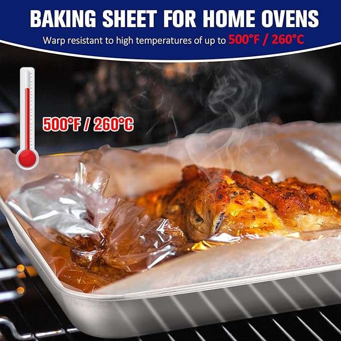18 Pcs Baking Sheet Pan Set 13.8 × 9.8 × 0.6 Inches Cookie Sheet Large Toaster Oven Pans Stainless Steel Tray Barbecue Grill Pan Rectangle Trays Oven, Non-Stick, Easy Clean