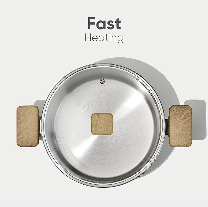 CAROTE Stainless Steel Stock Pot - 8 Quart Heavy Duty Induction Cooking Pot with Visible Lid for Pasta, Soup, Spaghetti, Bottom Big Stockpot, Deep Cookware for Canning, Boiling, Simmer