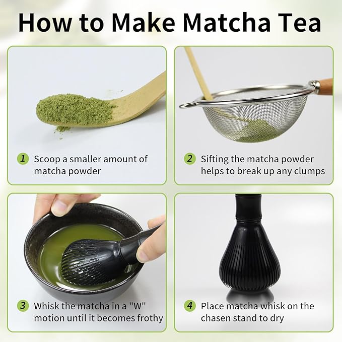 Resin Matcha Whisk Traditional Japanese Chasen Matcha Tea Whisk Gifts for Tea Lovers Reusable Plastic Matcha Whisk for Authentic Tea Preparation (Black+Black)