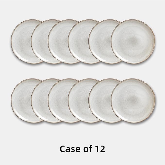 Organic Shape Restaurant Dinner Plates 10.5 ", Commerical Grade Catering Stoneware Plates in Ir-regular Organic Shape, Chip & Scratch Resistant, Glossy Reactive Glaze Grey, Case of 12