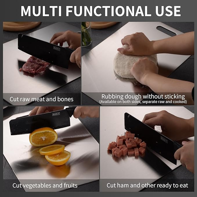 Katuchef Titanium Cutting Board 2025 New Upgrade Pure Titanium Cutting Boards for Kitchen Double Sided Cutting Boards Non Toxic,Hygiene Durable Chopping Board Suitable for Dishwasher Safe(M+L)