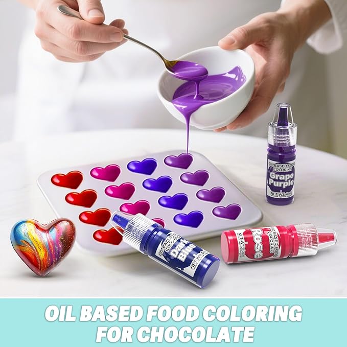 Oil Based Food Coloring, 18 Colors Oil Based Food Coloring for Chocolate, Food Dye for Icing Baking Cake Decorating - 0.25 Oz/Bottles