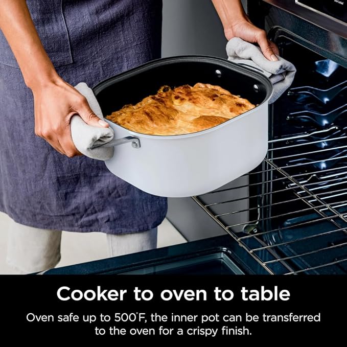 Multi-Cooker Ninja Foodi MC1100, Everyday Possible Cooker 6.5-Qt, 6-in-1 with Slow Cook, Slow Cooker, Sear/Sauté, Keep Warm, Rice and Pasta Functions, Compact Design, White, 6.5QT