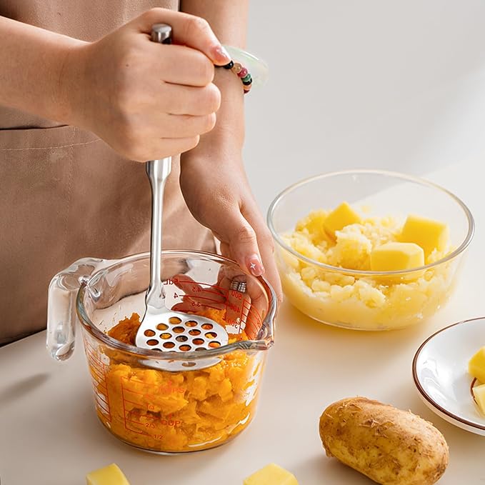 Potato Masher, Mashed Potato Masher, Heavy Duty Stainless Steel Integrated Masher Kitchen Tool Wire Masher, Suitable For Potatoes, Avocados, Beans, Fruits, And Vegetables (Stainless Steel Handle)
