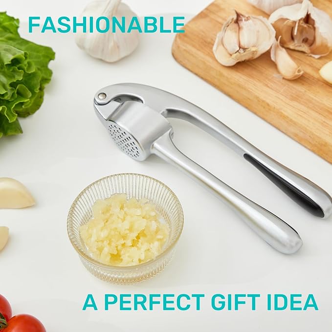 Garlic Press, Premium Rust Proof Kitchen Garlic Mincer Crusher Squeezer with Ergonomic handle, Ginger Crusher with Good Grip, Easy to Clean, Dishwasher Safe