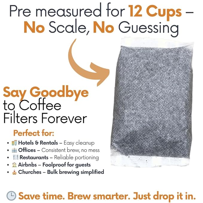 Ground Flavored Coffee In Filter Packs | Medium Roast Low Acid Mold Free Pouches | Bulk Packets | Roasted Butter Pecan Crunch | Gourmet Individual Premeasured Coffee Bags for 10-12 Cup Drip Maker