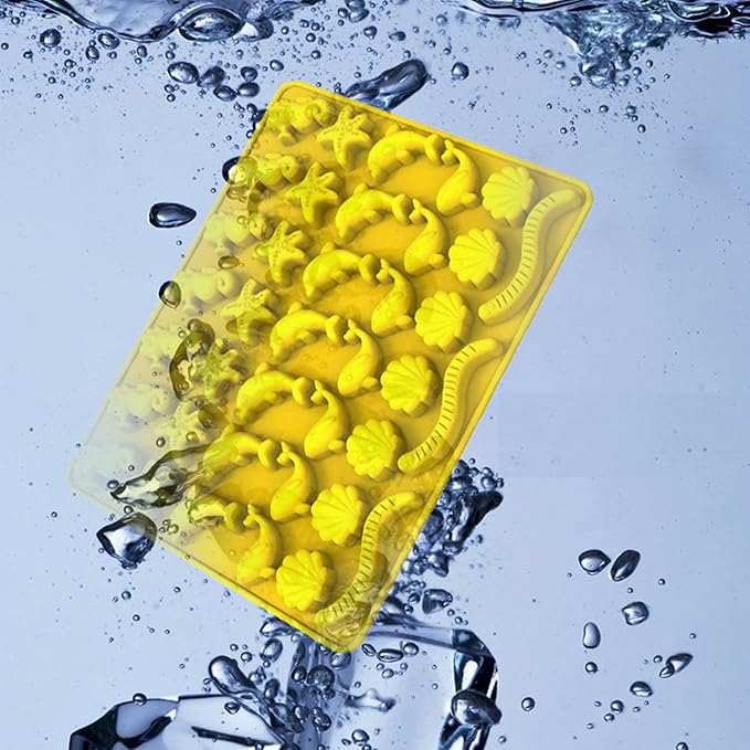 KRLIFCSL Mini Gummy Ocean Animals Silicone Candy Molds Including Hippocampus, Starfishs, Dolphins, Whales, Shells, Worms, for Making Gummies, Chocolates, Vitamin Candy, Pack of 3. (Mini Sea Animal)