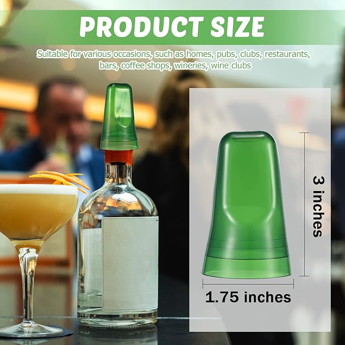 Chengu 36 Pieces Liquor Bottle Covers Pour Spout Covers Bar Toppers for Bottles Universal Pour Dispenser Dust Translucent Silicone Rubber Spout Caps for Bar Home Kitchen Tools Supplies (Green)