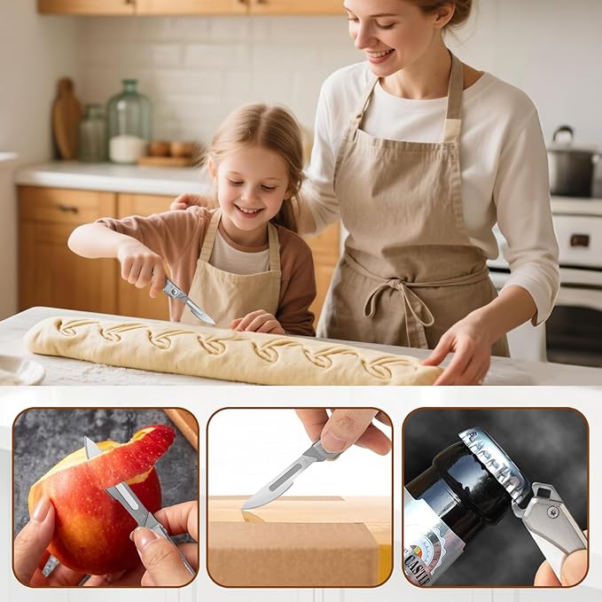 Bread Lame Dough Scoring Tool – Multi-Purpose Scoring Knife, Folding Bread Scorer Tool for Sourdough & Bread Baking with 10 Bread Razor Blades （Grey）