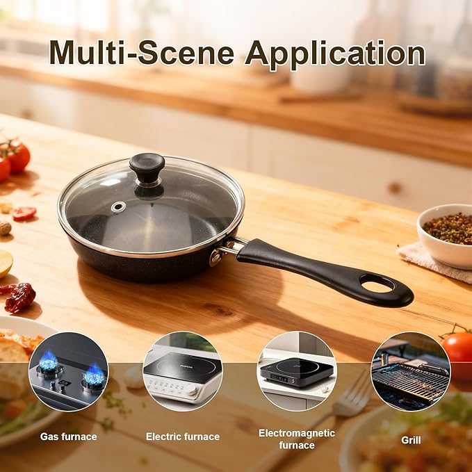 Mini Nonstick Egg & Omelet Pan – 4.7” Single Serve Frying Pan/Skillet, Diamond Infused, Multipurpose Pan Designed for Eggs, Pancakes, Dishwasher Safe