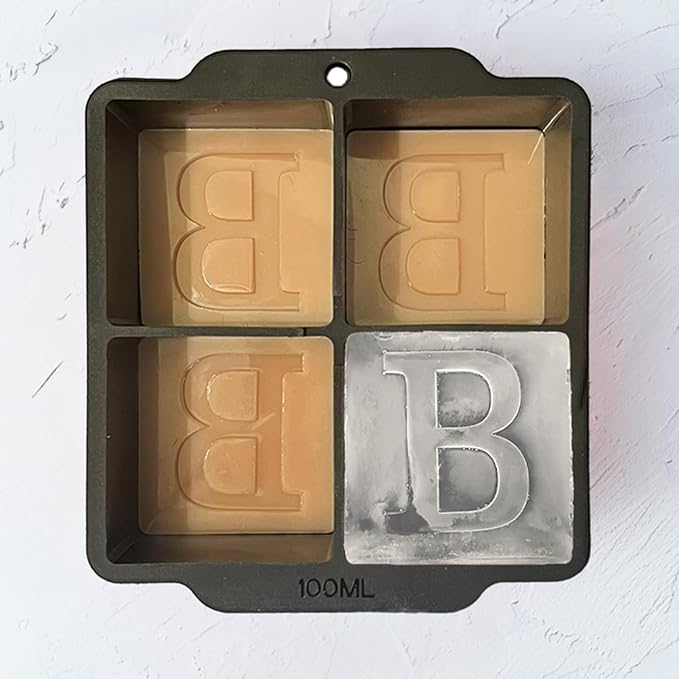 Letter B Monogram Ice Cube Mold Custom Ice Cube Mold 2 Inch Big Initials Silicone Ice Cube Tray Gifts for DAD Gifts for Him