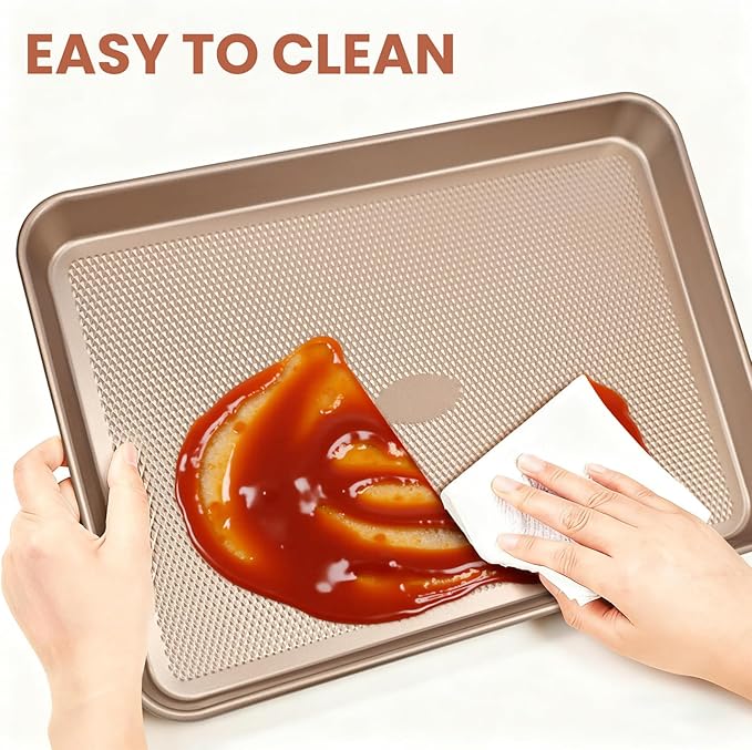 2 Pack 17'' Baking Sheet Set with Rack and Parchment Paper (2 Pans + 2 Racks + 50 Papers), Non-Stick Cookie Sheet with Food Cooling Rack, Heavy Duty & Warp Resistant, Large Baking Pan