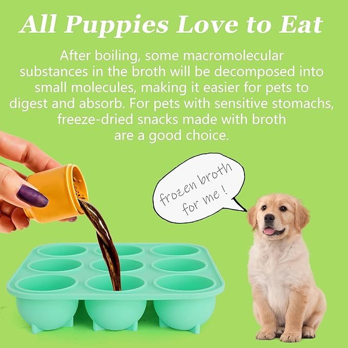 9Cavities Silicone Dog Treat Mold for Woof Pupsicle & Power Chewer Pupsicle, Frozen Dog Treat Molds for Making Refill Treats, Reusable Treat Tray for The Pupsicle Toy 25-75lbs (Large)
