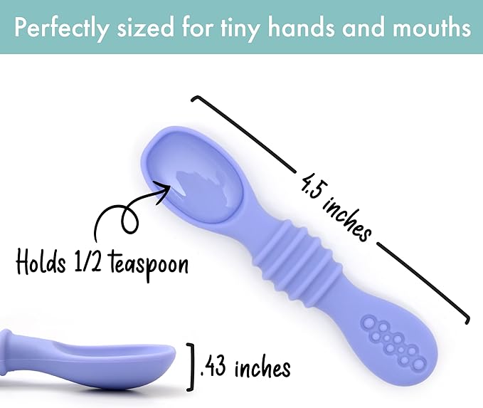 PrimaStella Silicone Chew Spoon Set for Babies and Toddlers | Safety Tested | BPA Free | Microwave, Dishwasher and Freezer Safe (Summer Rainbow Chew Spoon)