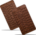 Anaeat Silicone Letter and Number Chocolate Molds, 2 Pack Alphabets & Numbers Candy Baking Mold with Happy Birthday Cake Decorations Symbols - for DIY Chocolates, Candies or Fondant
