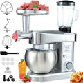Multifunctional Stand Mixer 6.3Qt 6-Speed Tilt-head, Electric Kitchen Mixer with Stainless Steel Bowl,Meat Grinder, Juice Blender (Silver)