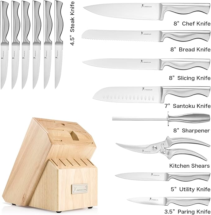 15 PCS Kitchen Knife Set with Non-Slip Handle, Ultra Sharp High Carbon Stainless Steel