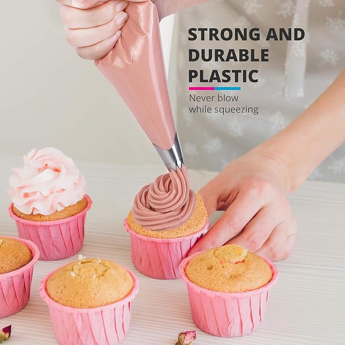 Riccle Extra Large 24 Inch Piping Bags - 100 Textured Anti Burst Thickened Disposable Pastry Bags - Icing Piping Bags for Frosting - Ideal for Cakes and Cookies Decoration