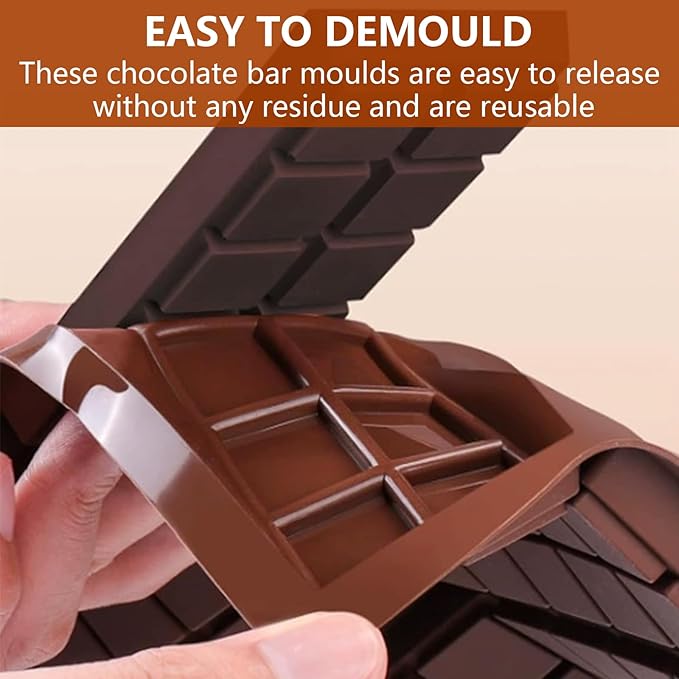 Chocolate Bar Molds Silicone Snap Bars Making Set Food Grade Break-Apart Chocolate Molds with 100pcs Storage Bags for Chocolate Bar Pistachio Candy Chocolate Snacks Milk Chocolate Bar