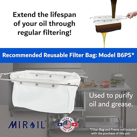 MirOil 7 Gallon Oil Disposal Caddy with Caster Wheels, USA Made Deep Fryer Grease Bucket Pot with Lid Lock & Lock Clip, 35Lb. Frying Oil Disposal Storage Container, Filtering Hot Cooking Grease - 40LC