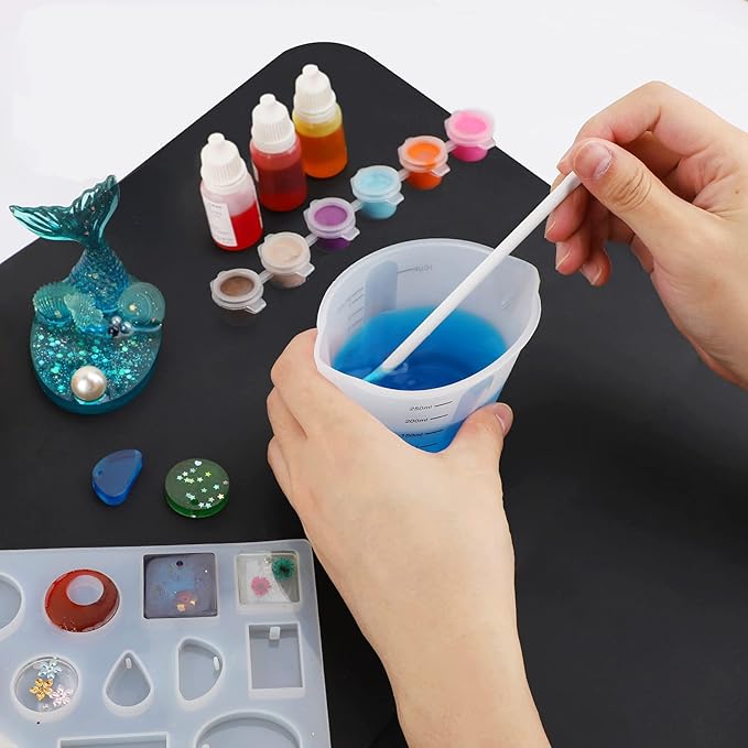 Gartful 500ml & 250ml Large Silicone Measuring Cups, Resin Mixing Cups for Epoxy, Jewelry Casting Molds, Acrylic Paint Pouring, Cup Making, Nonstick Reusable Craft Measuring Cups, 16oz & 8oz, Set of 2