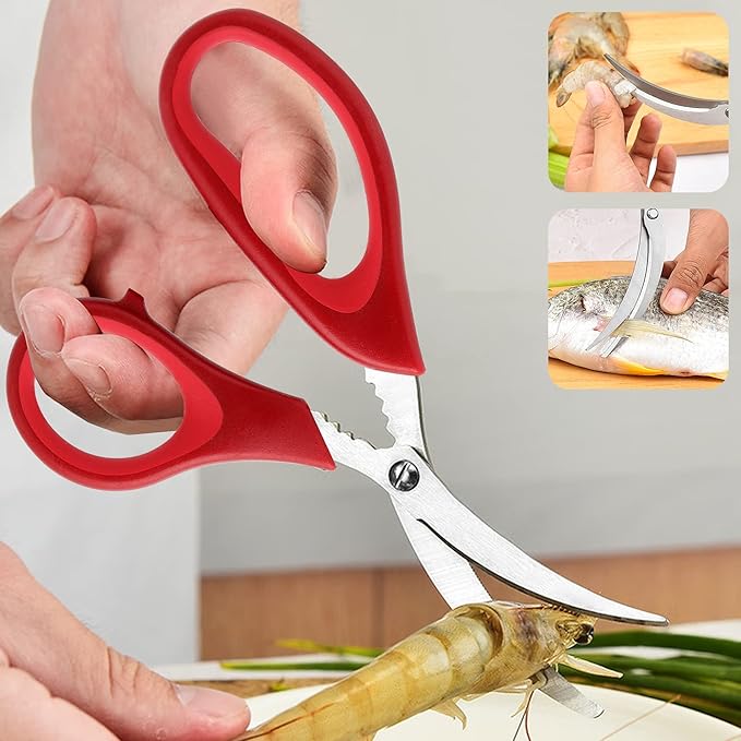 Crab Crackers and Tools, 27-piece Seafood Tools Set, Includes 8 Crab Leg Crackers, 8 Lobster Shellers, 8 Crab Leg Forks/Picks, 2 Seafood Scissors & Storage Bag, Nut Cracker Set