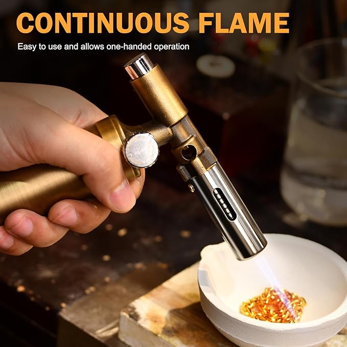RAVS Butane Torch Lighter, Refillable Kitchen Torch for Creme Brulee with Adjustable Flame, Copper Torch for Jewelry Making with Pinpoint Flame, Copper Soldering Torches for Resin Art, Craft
