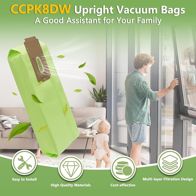 12 Pack Vacuum Bags Replacement for Oreck Type CC XL XL2 XL7 XL21 Upright Vacuum Cleaners, Fit for All Oreck XL Upright Vacuums, Replaces Part # CCPK8DW, CCPK8, AK1CC6A