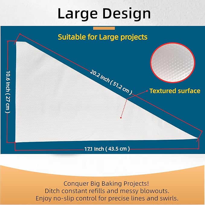 XL 20 Inch Large Piping Bags,100 Pack Disposable Pastry Bags,Thick Anti-Burst Icing Piping Pastry Bags For Frosting Decorating Cake Cupcake Cookie (XL 20 Inch-100 Pack)
