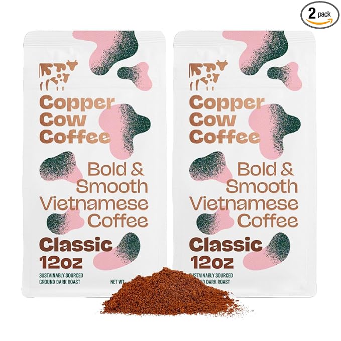 Copper Cow Premium Vietnamese Ground Coffee, 24 OZ | Classic Black Coffee | Dark Roast | Vietnamese Coffee