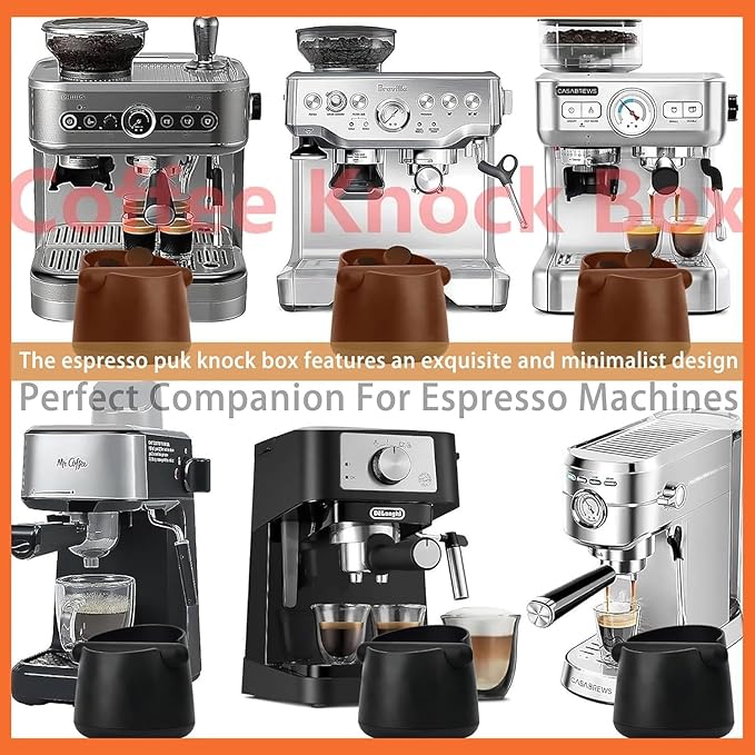 Espresso Knock Box with Barista Towels, Removable Shock-absorbent Knock Bar & Non-Slip Base - Knock Box Espresso, Knock Box for Coffee Grounds, Espresso Machine Accessories, Black, JDHAVMOS