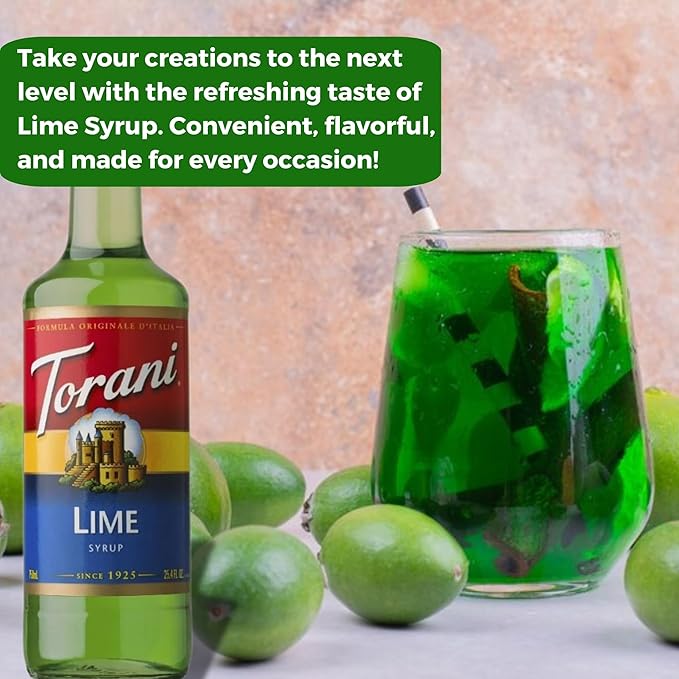 Jimoco® Syrup Pump Dispenser + Torani® Lime Syrup, 25.4 oz - Coffee Syrup Pump & Flavoring Bundle