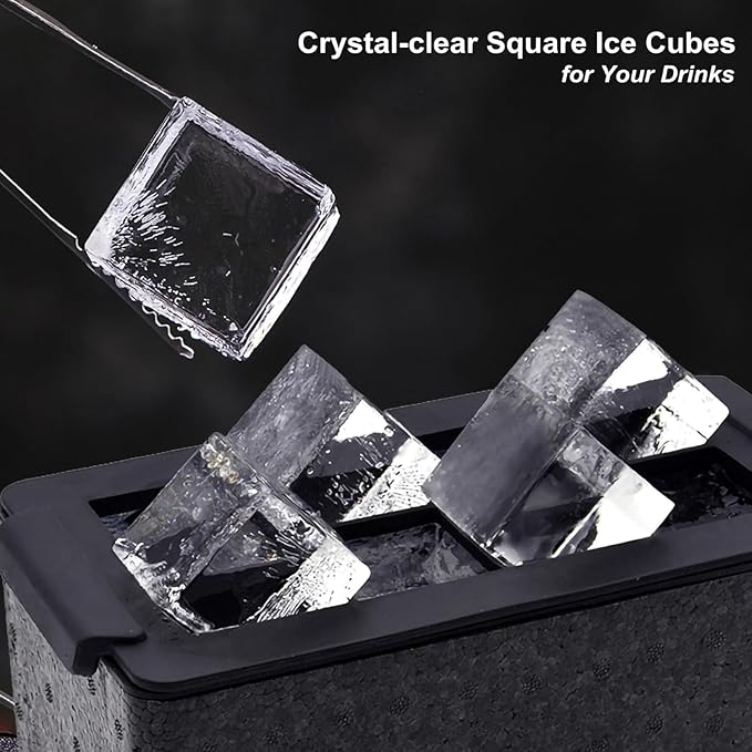 LEMONSODA Crystal Clear Ice Cube Maker Tray - Makes 8 2" Square Ice Cubes Mold for Whiskey, Scotch, and Cocktails - Premium Packaging