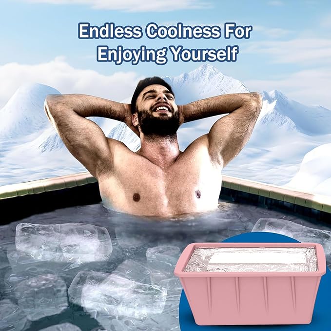 Extra Large Ice Cube Molds 4Pack 32LB Silicone Ice Block Molds for Ice Plunge Tub, Reusable Ice Cube Trays for Freezer, Giant Ice Cube Molds for Home Ice Baths,Cold Plunge Accessories (Pink)