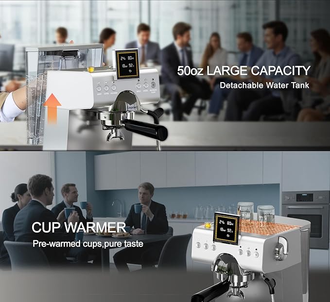 Espresso Machine 20 Bar with Steam Milk Frother, Stainless Steel Espresso maker with LED Display | Cold Brew & Hot Coffee Maker, Professional Cappuccino Expresso Machine for Home and Office