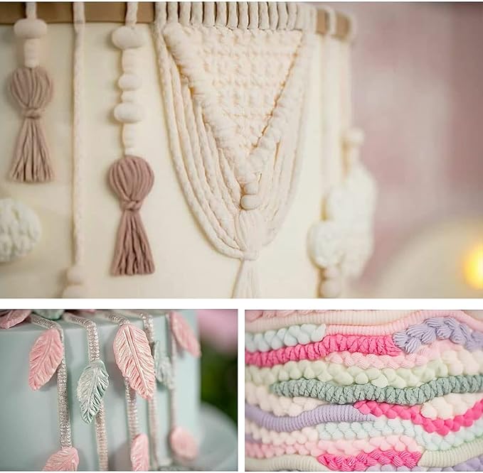 Hemp Rope Fondant Molds, Macrame Tassel Cake Decorating Silicone Molds, Kitchen Candy Chocolate Baking Tools for Cookie Mousse Cupcake Desserts, Epoxy Crafts, Modeling Clay, Candle Decoration, Soap